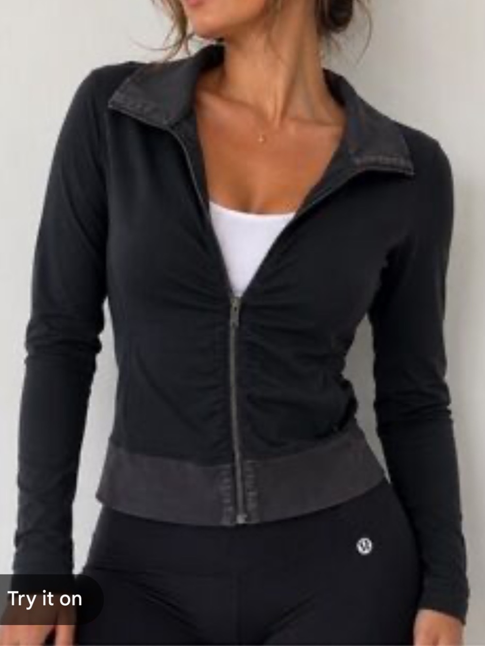 Lululemon gather up jacket black grey size 4 zip up